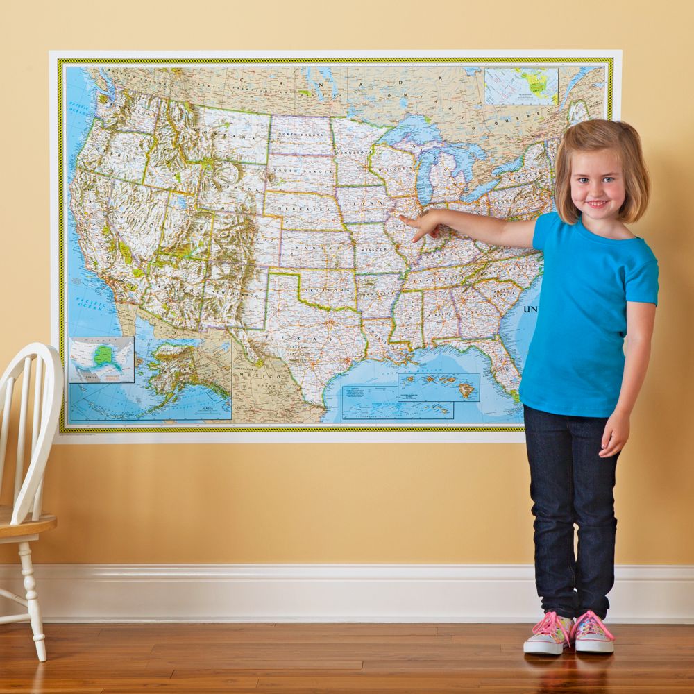 Repositionable U.S. Map, Blue Ocean