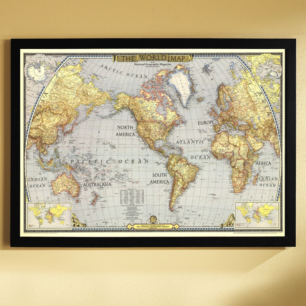 1943 World Map, Framed