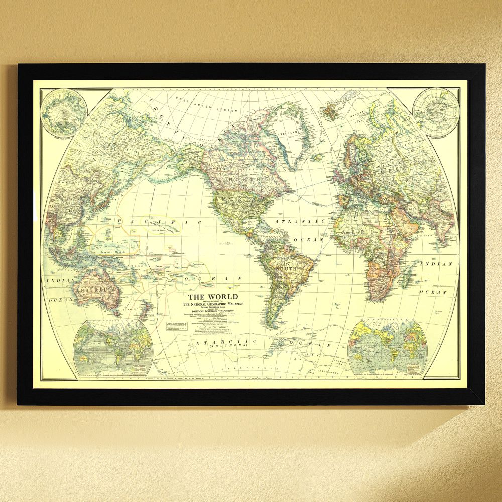 1922 World Map, Framed