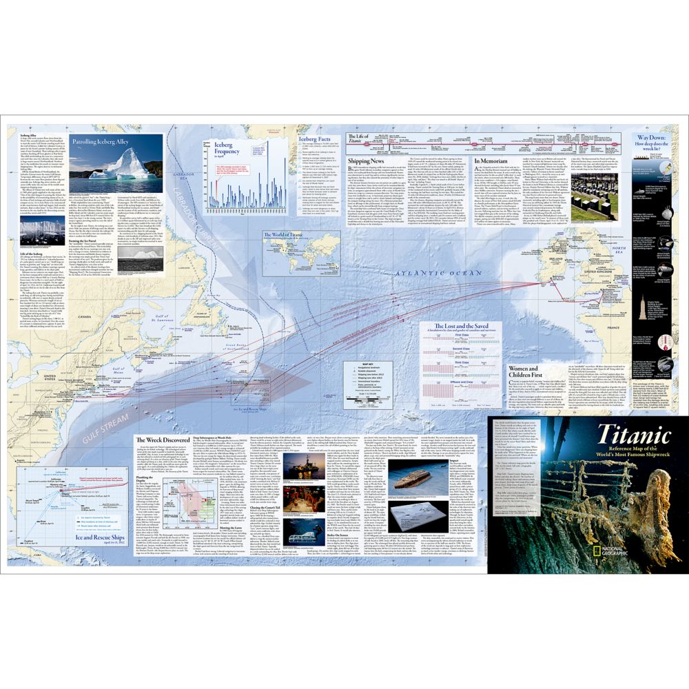 Titanic 100th Anniversary Map, Laminated