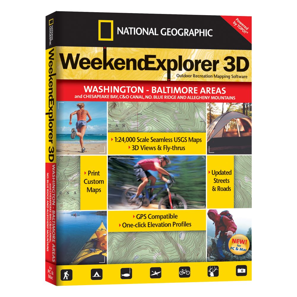 Weekend Explorer 3D - Washington - Baltimore Areas and Chesapeake Bay, C&O Canal, No. Blue Ridge and Allegheny Mountains