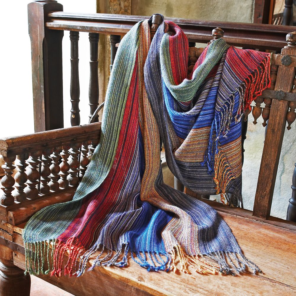 Bolivian Alpaca Rainbow Shawl