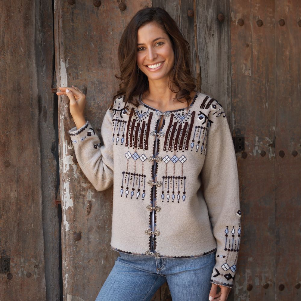 Gray Folkloric Boiled-wool Jacket