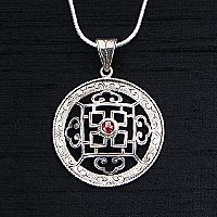 Silver & Garnet Mandala Necklace