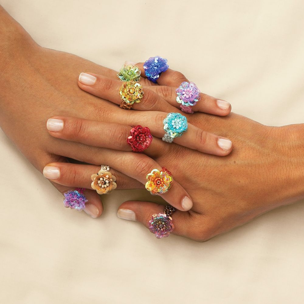 Javanese Flora Beaded Rings