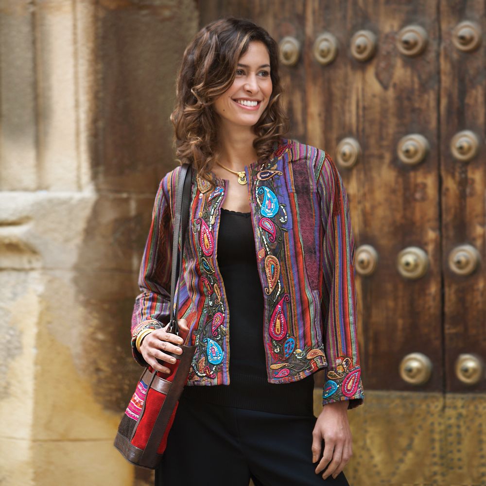Silk Paisley and Stripe Jacket