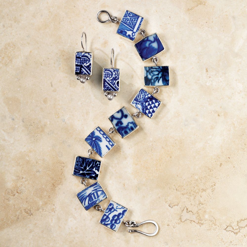 Blue Willow Ceramic Earrings