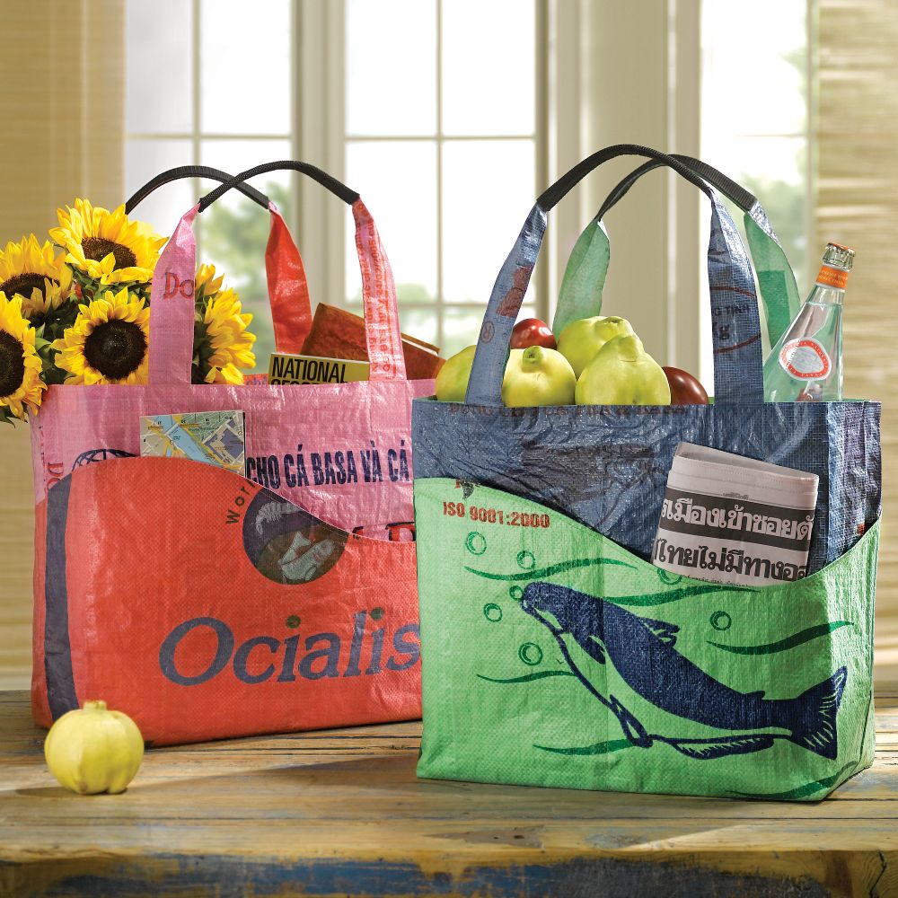 Recycled Cambodian Tote lower energy use recycled materials low post-consumer waste renewable sustainable resources