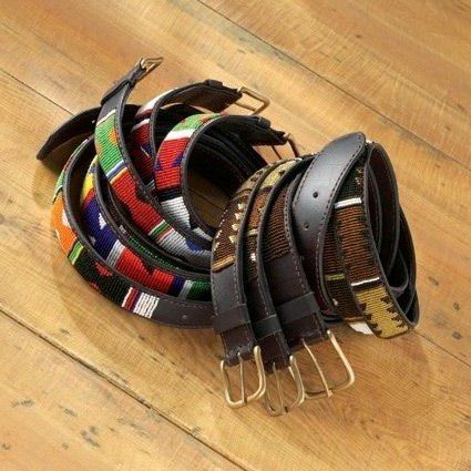 Beaded Belts - African Geometric Beaded Belts - Earth Toned