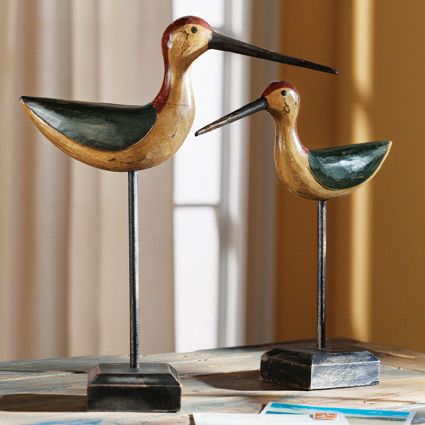 Set of 2 Balinese Hard-carved Wooden Birds