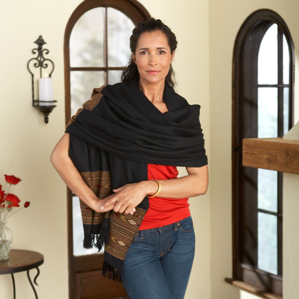 Himalayan Black Wool Shawl
