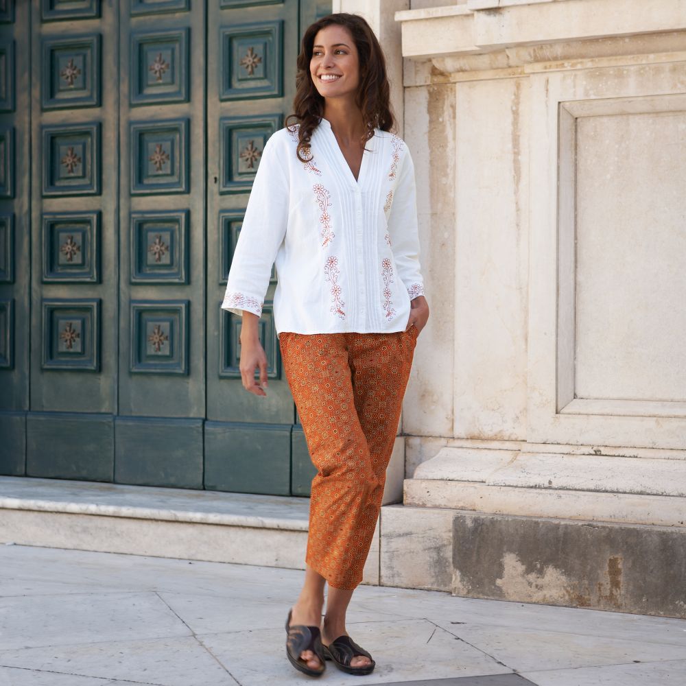 Hand-block-printed Cotton Capris