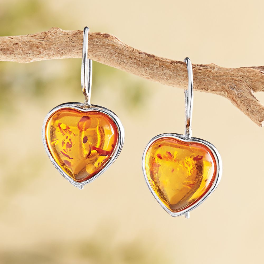 Baltic Amber Heart Earrings