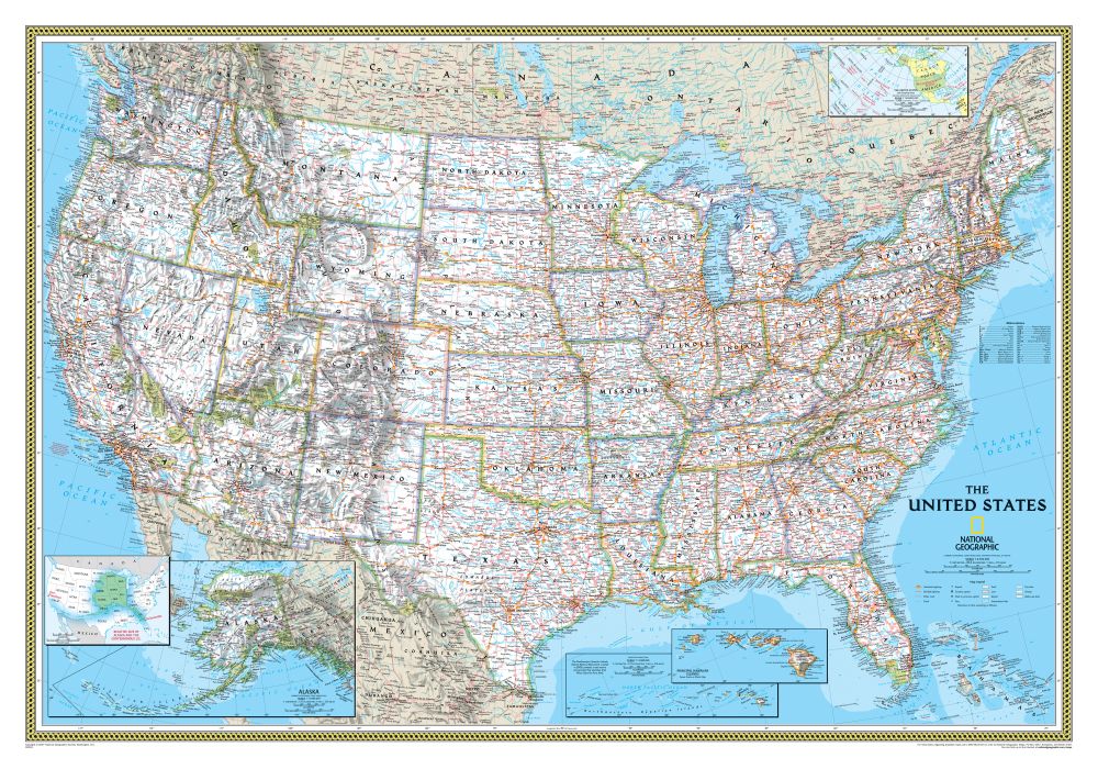 U.S. Political Map (Classic), Mounted