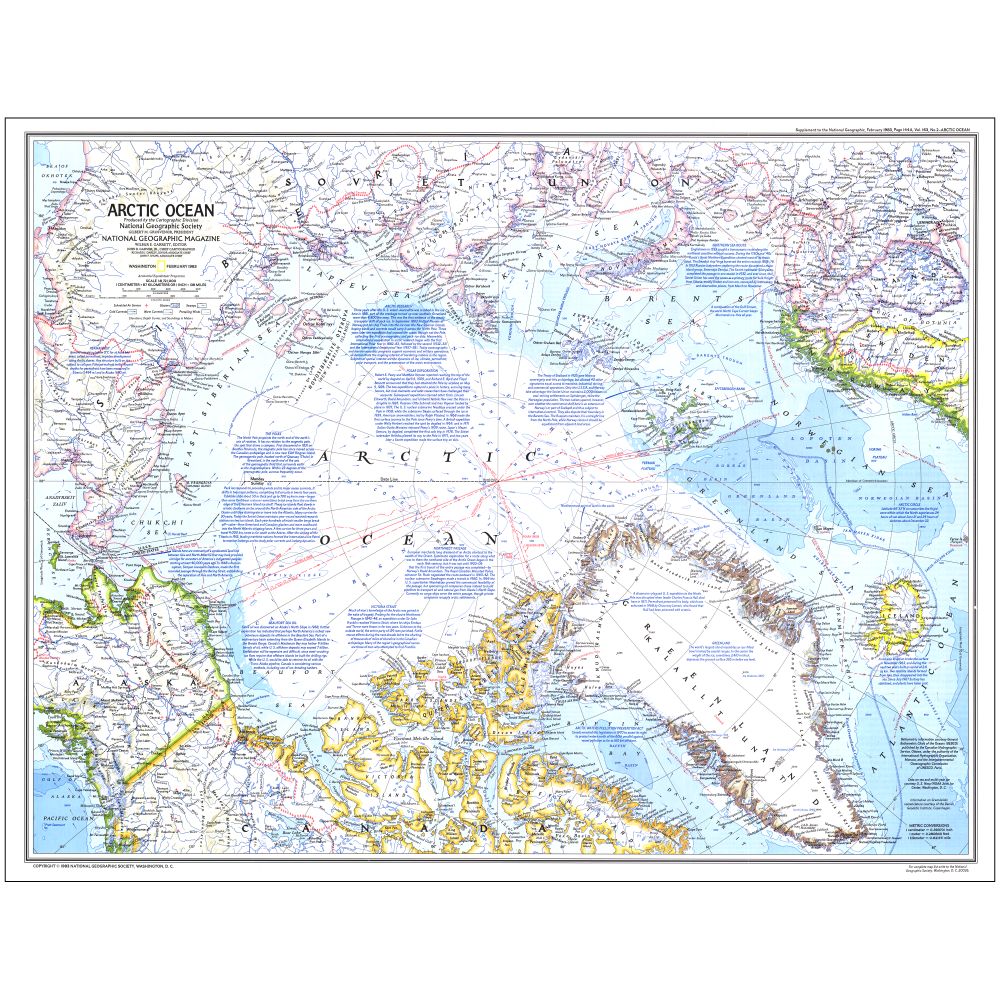 1983 Arctic Ocean Map, Laminated