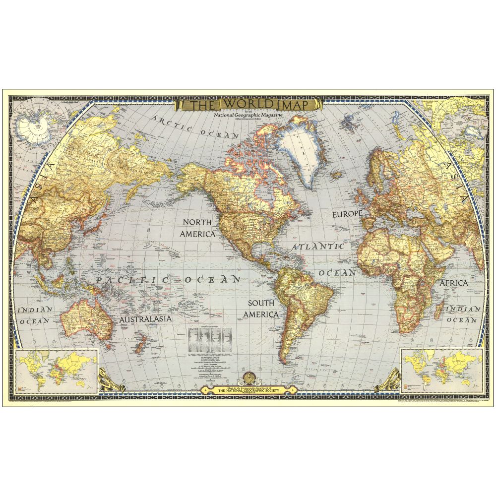 1943 World Map, Laminated