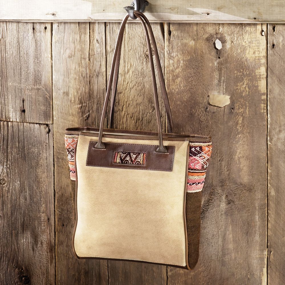 Suede and Woven Manta Tote