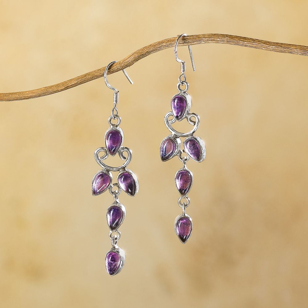 Indian Amethyst Raindrop Earrings