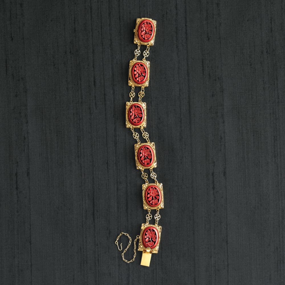Temple of Heaven Cinnabar Filigree Bracelet