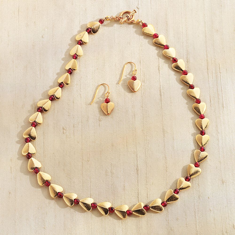 Afghan Heart Necklace with Garnet