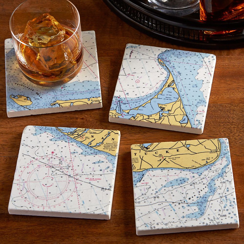 Nautical Chart Coasters - Set of 4