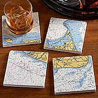 Nautical Chart Coasters, Set of 4