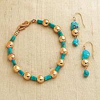 Bactrian Rimmed Spangle Bracelet with Turquoise Discs