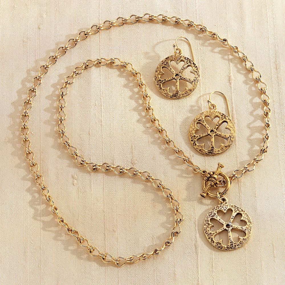 Bactrian Disc with Hearts Necklace
