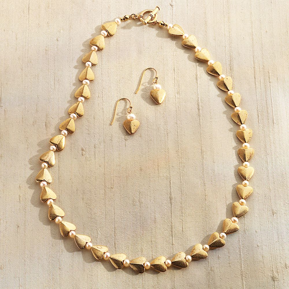 Afghan Heart Necklace with Pearl