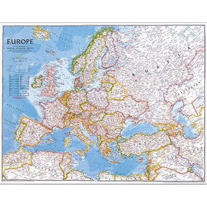 Europe Political Map, Mounted