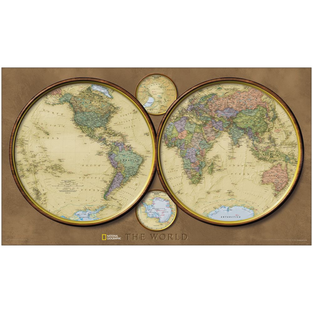 World Hemispheres Map, Mounted
