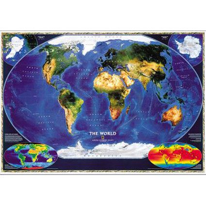 World Satellite Map, Mounted