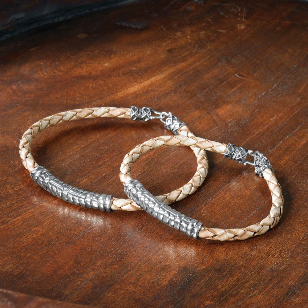 Men's Silver and Leather Bracelets