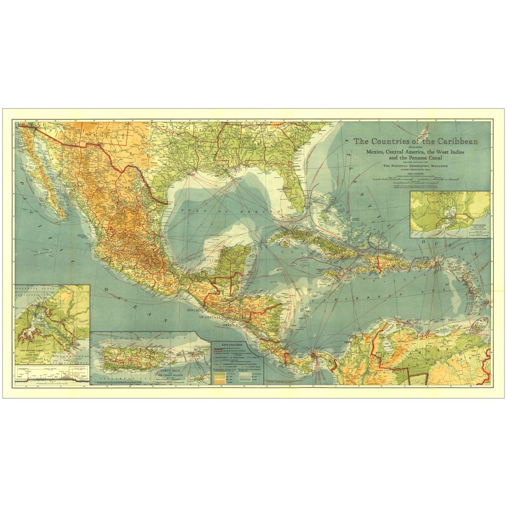 1922 Countries of the Caribbean Map