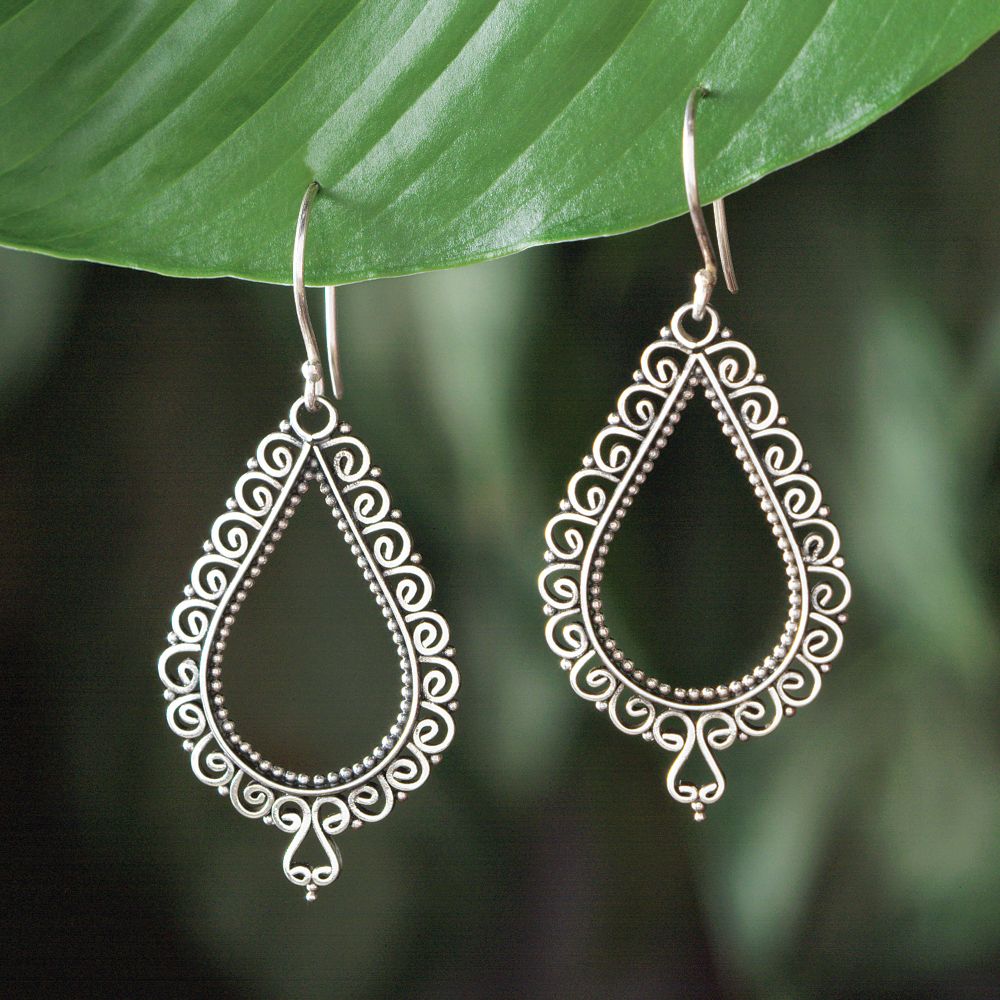 Indonesian Silver Lace Earrings