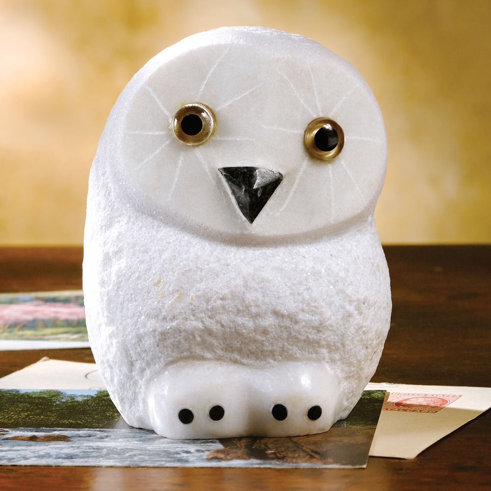 Hand-carved Granite Snowy Owl