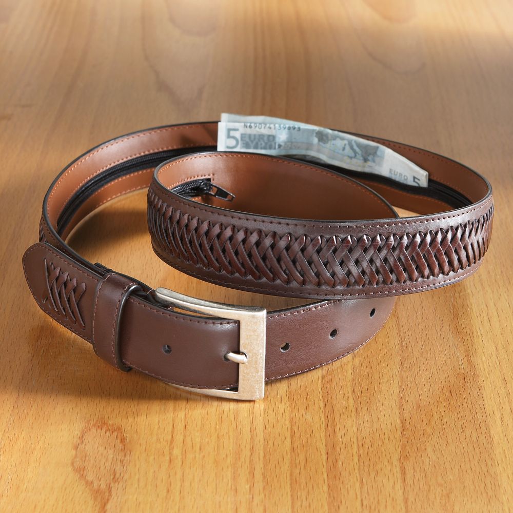 Woven Leather Money Belt