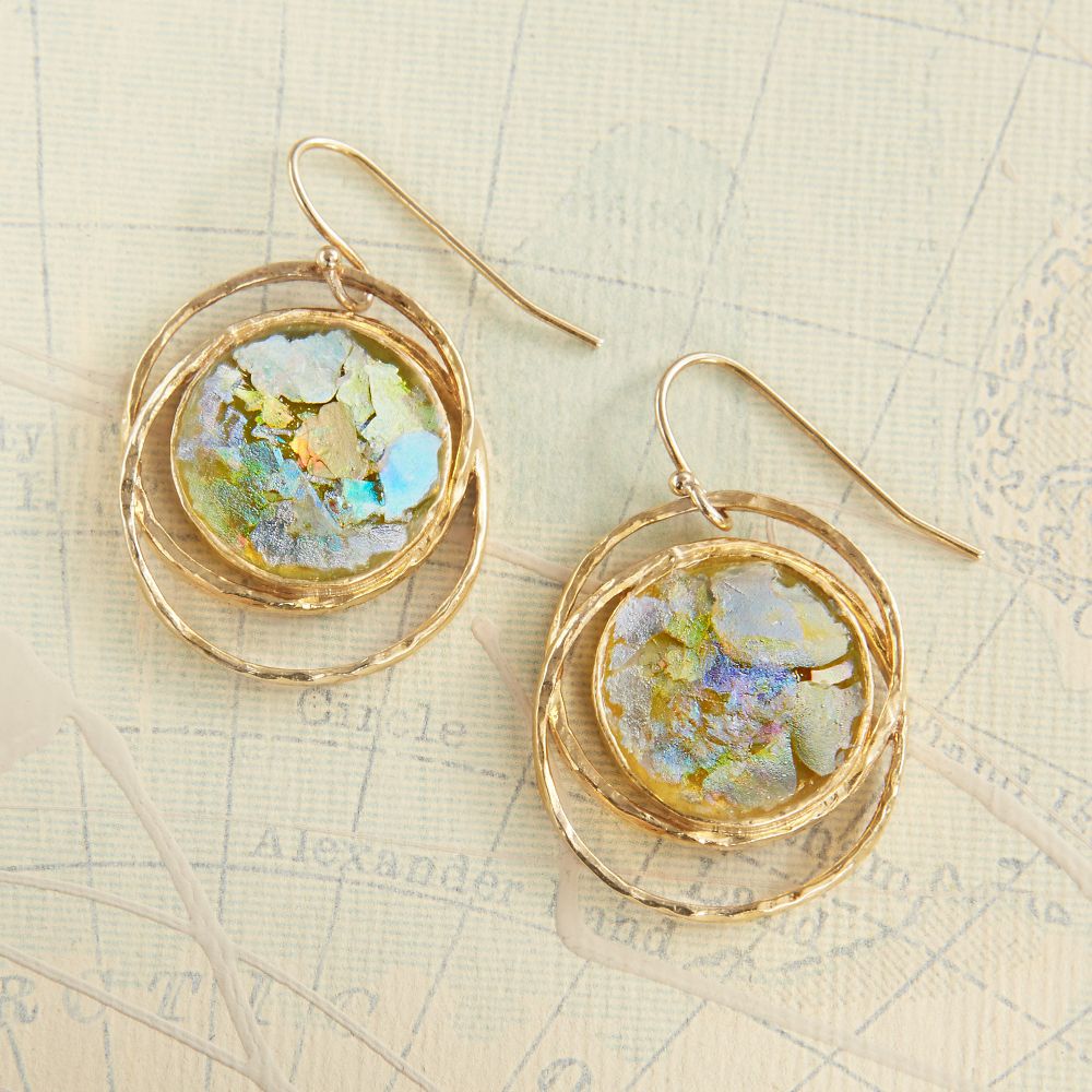Gold-vermeil Roman Glass Earrings
