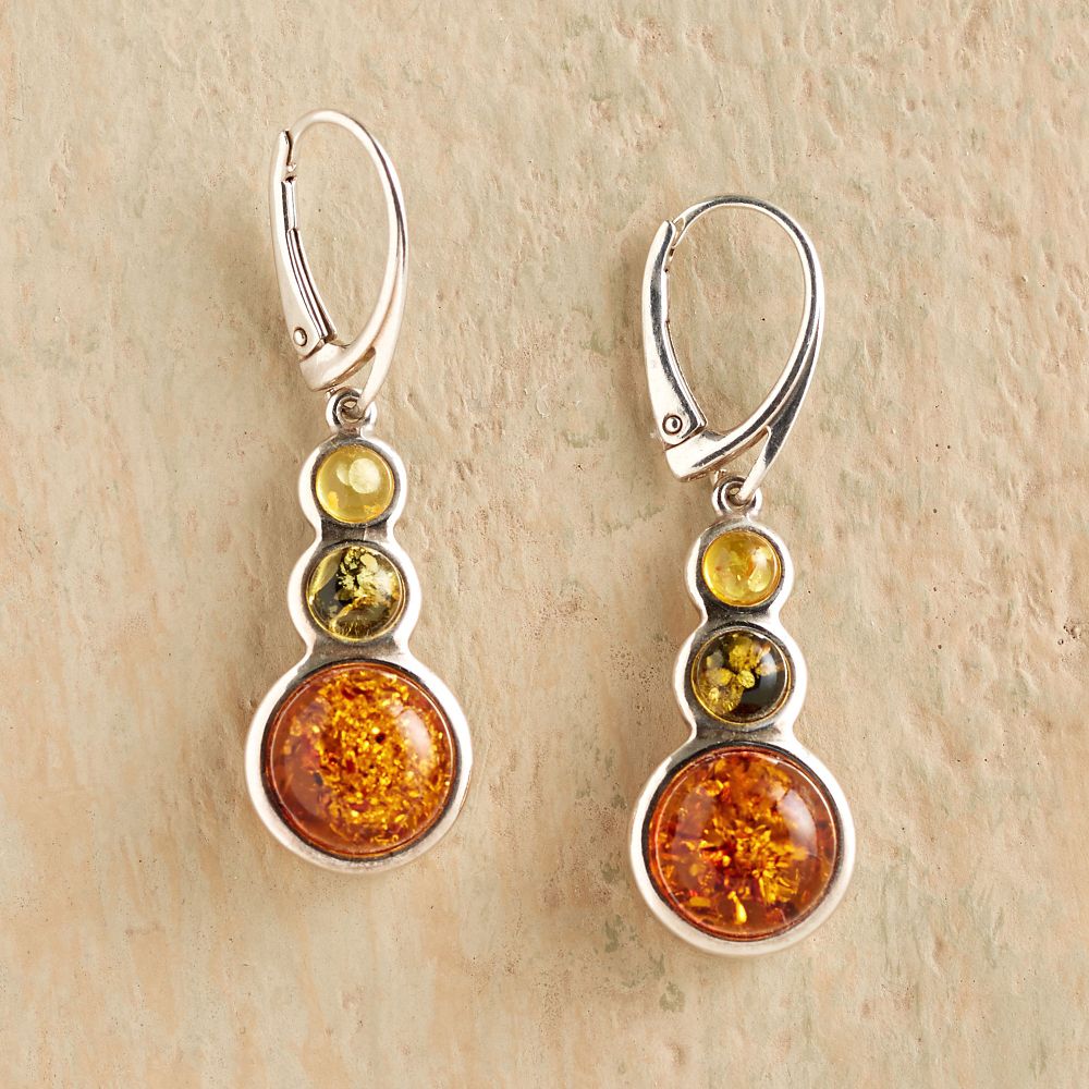 Tricolor Baltic Amber Earrings
