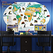 A World of Animals Map Mural