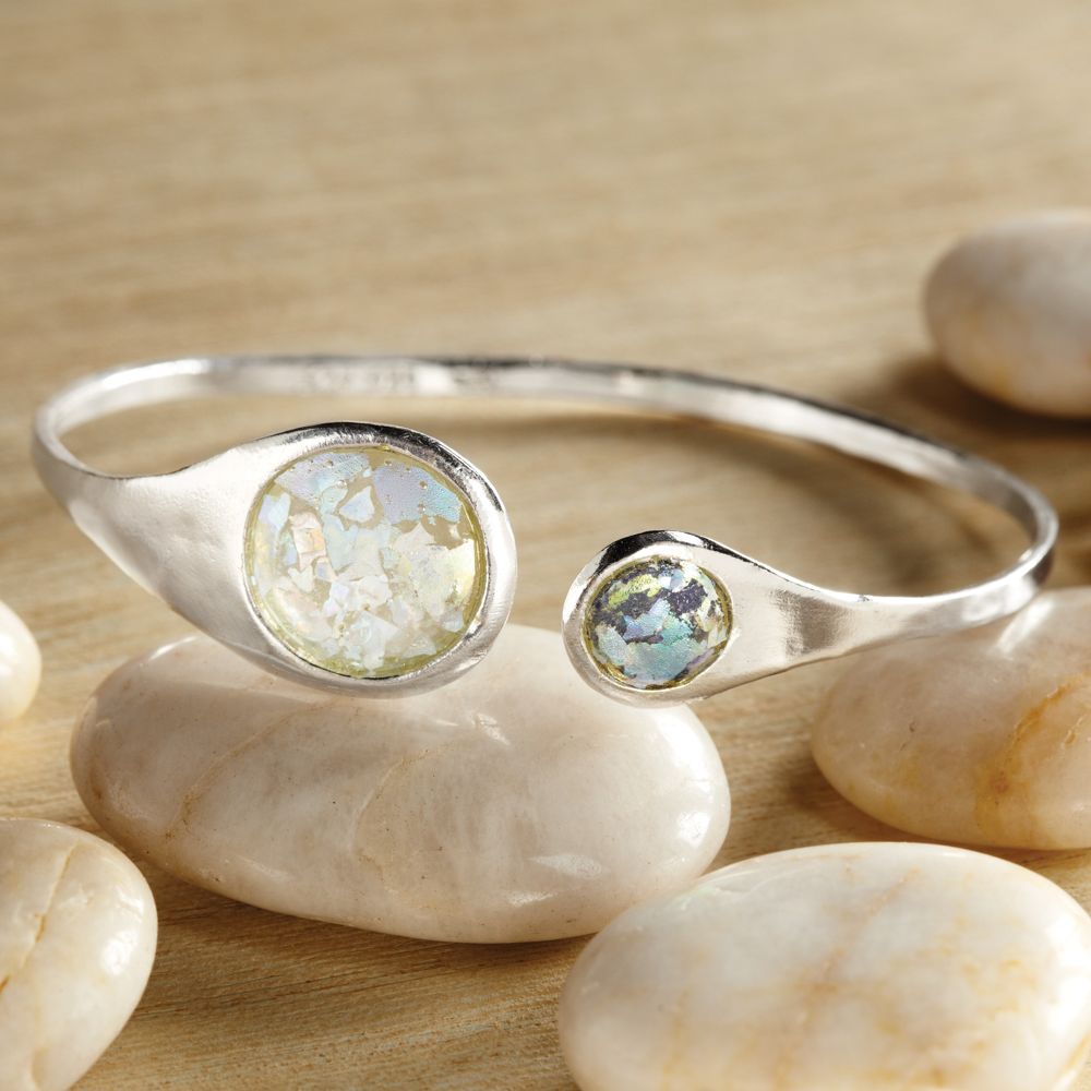 Sterling Silver Roman Glass Bracelet