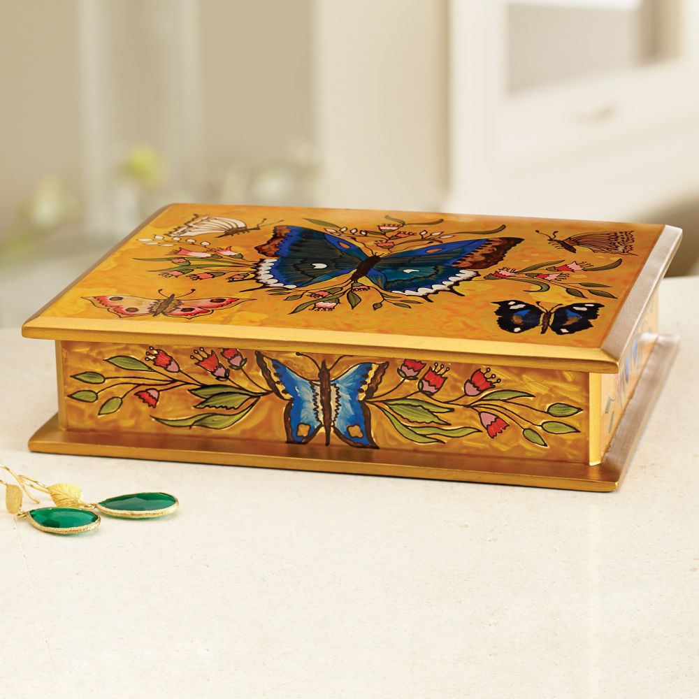 Peruvian Reverse-painted Butterfly Box