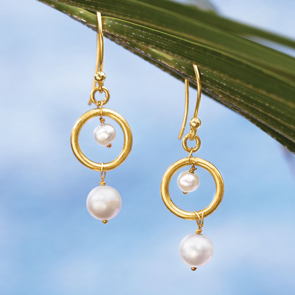 Double Pearl Hoop Earrings