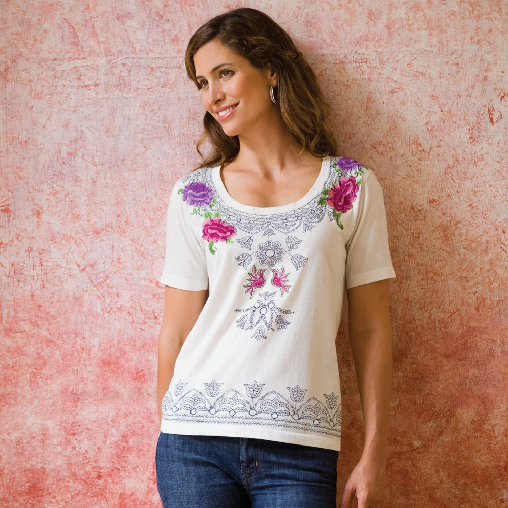 Embroidered Kolam-inspired Tee