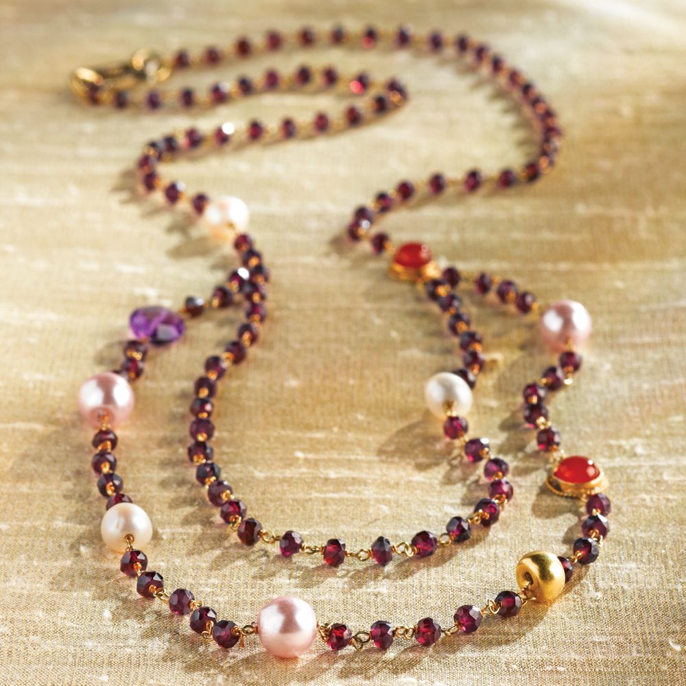 Jaipur Pearl and Garnet Necklace