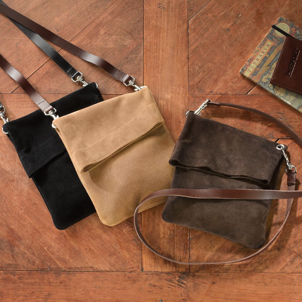 British Cross-body Suede Bag
