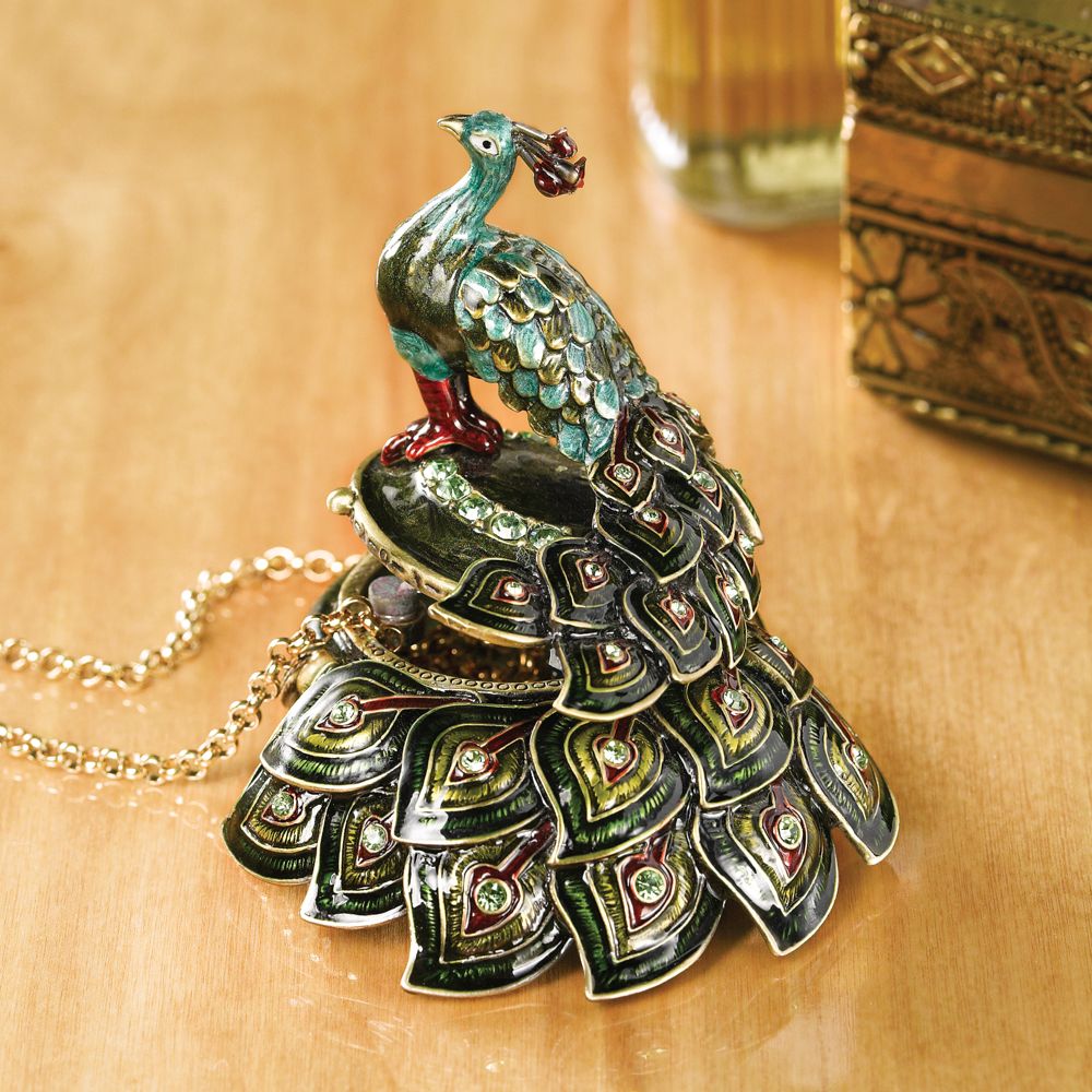 Cloisonn&eacute; Peacock Pillbox