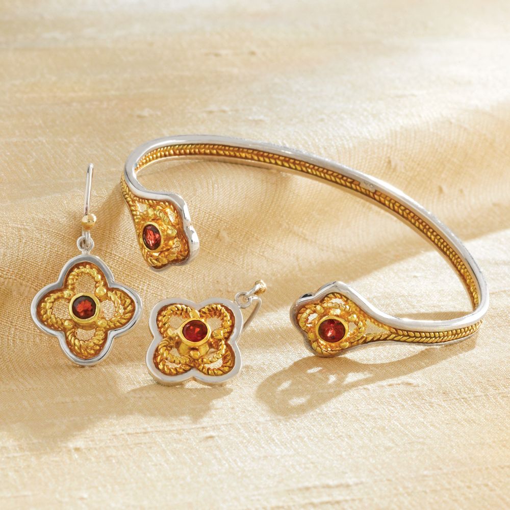 Indonesian Garnet Filigree Bracelet