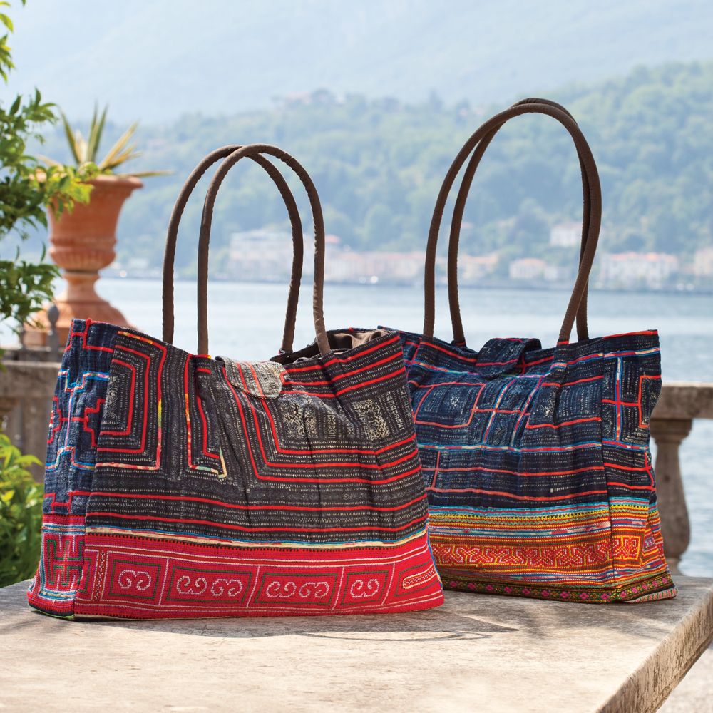 Embroidered Indigo Hmong Tote