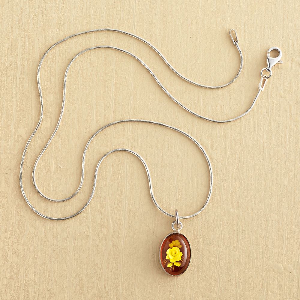 Amber Intaglio Rose Necklace